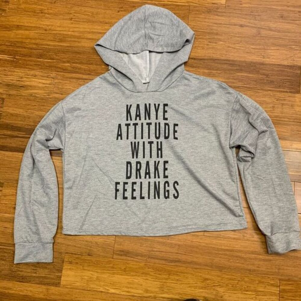 Trendy‎ Kanye Drake Graphic Cropped Hoodie Womens XXL Sweatshirt Hip Streetwear